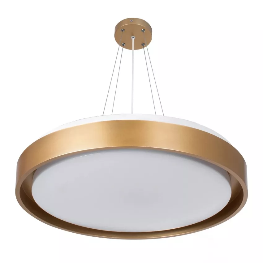 kelvo® BARCHETTA  Κρεμαστό Φωτιστικό Οροφής LED 72W 7200lm 120° AC 220-240V IP20 Ρυθμιζόμενο Λευκό CCT με Χειριστήριο από 2700K έως 6000K Dimmable - Lumileds SMD Chip - Σαμπανιζέ Χρυσό Ματ - Μ48 x Π48 x Υ8.2cm