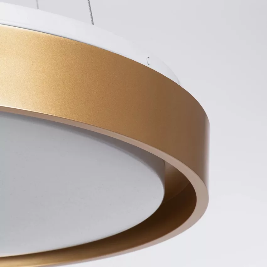 kelvo® BARCHETTA  Κρεμαστό Φωτιστικό Οροφής LED 72W 7200lm 120° AC 220-240V IP20 Ρυθμιζόμενο Λευκό CCT με Χειριστήριο από 2700K έως 6000K Dimmable - Lumileds SMD Chip - Σαμπανιζέ Χρυσό Ματ - Μ48 x Π48 x Υ8.2cm