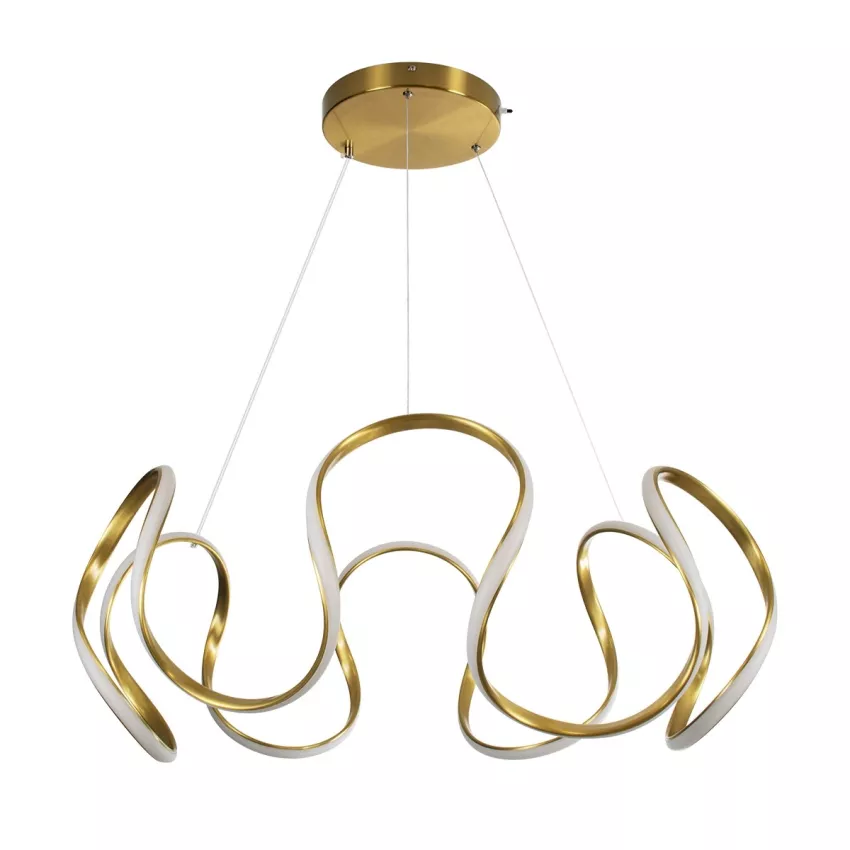 kelvo® TARANTULA  Κρεμαστό Φωτιστικό Οροφής LED 120W 12000lm 360° AC 220-240V IP20 Ρυθμιζόμενο Λευκό CCT με Χειριστήριο από 2700K έως 6000K Dimmable - Lumileds SMD Chip - Χρυσό Πλατίνα - Μ78 x Π78 x Υ31.5cm