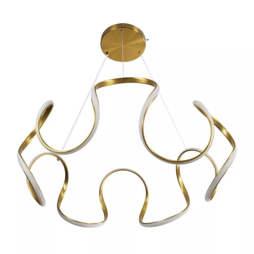 kelvo® TARANTULA  Κρεμαστό Φωτιστικό Οροφής LED 120W 12000lm 360° AC 220-240V IP20 Ρυθμιζόμενο Λευκό CCT με Χειριστήριο από 2700K έως 6000K Dimmable - Lumileds SMD Chip - Χρυσό Πλατίνα - Μ78 x Π78 x Υ31.5cm