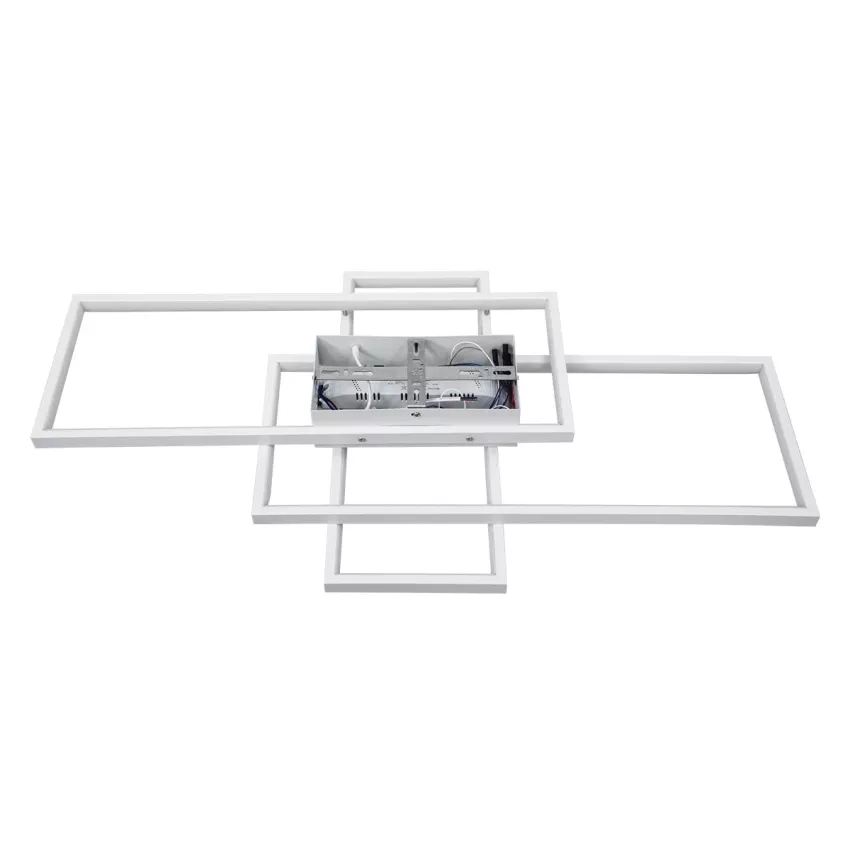 kelvo® QUADRA  Φωτιστικό Οροφής LED 100W 10000lm 120° AC 220-240V IP20 Ρυθμιζόμενο Λευκό CCT με Χειριστήριο από 2700K έως 6000K Dimmable - Lumileds SMD Chip - Λευκό Ματ - Μ85 x Π45 x Υ9cm