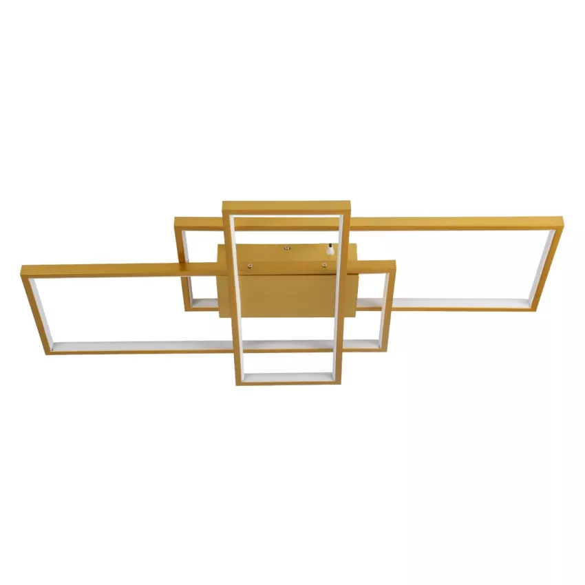 kelvo® QUADRA  Φωτιστικό Οροφής LED 100W 10000lm 120° AC 220-240V IP20 Ρυθμιζόμενο Λευκό CCT με Χειριστήριο από 2700K έως 6000K Dimmable - Lumileds SMD Chip - Σαμπανιζέ Χρυσό Ματ - Μ85 x Π45 x Υ9cm