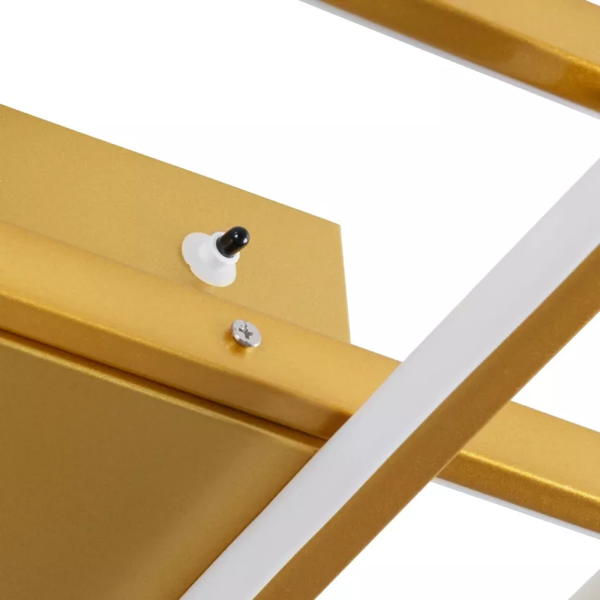 kelvo® QUADRA  Φωτιστικό Οροφής LED 100W 10000lm 120° AC 220-240V IP20 Ρυθμιζόμενο Λευκό CCT με Χειριστήριο από 2700K έως 6000K Dimmable - Lumileds SMD Chip - Σαμπανιζέ Χρυσό Ματ - Μ85 x Π45 x Υ9cm