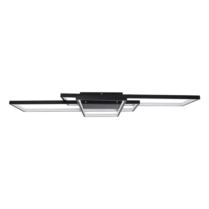kelvo® QUADRA  Φωτιστικό Οροφής LED 120W 12000lm 120° AC 220-240V IP20 Ρυθμιζόμενο Λευκό CCT με Χειριστήριο από 2700K έως 6000K Dimmable - Lumileds SMD Chip - Μαύρο Ματ - Μ105 x Π60 x Υ9cm