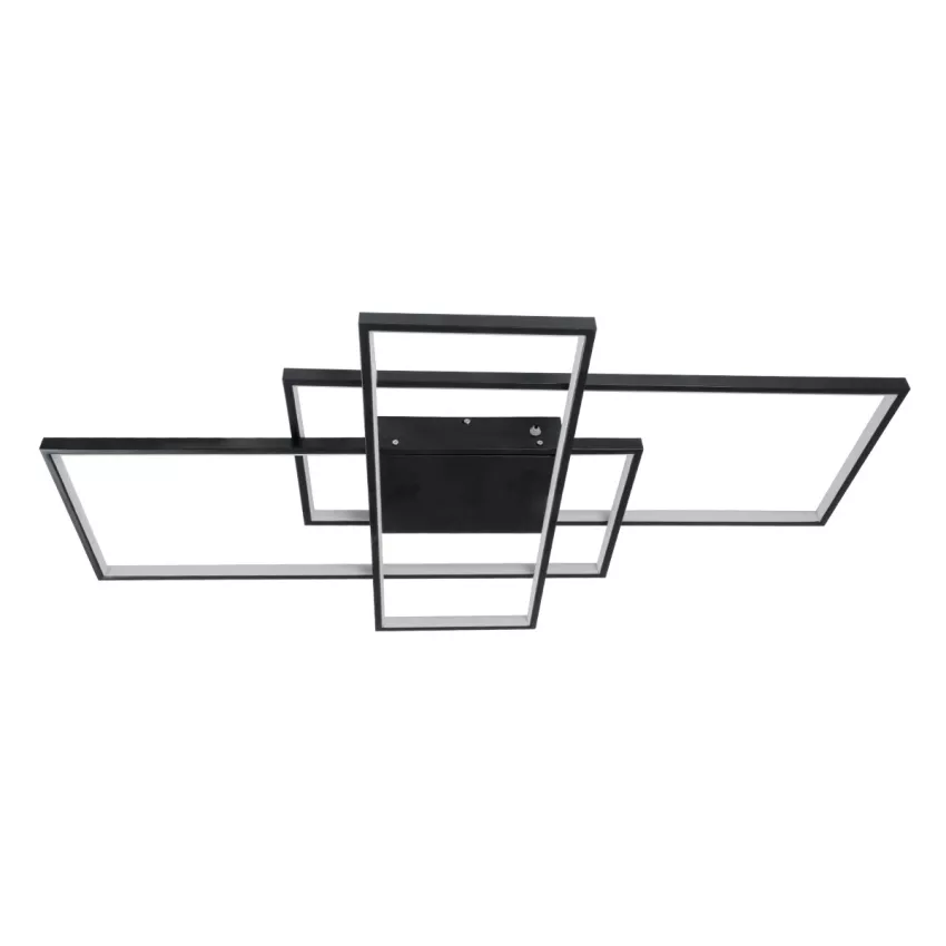 kelvo® QUADRA  Φωτιστικό Οροφής LED 120W 12000lm 120° AC 220-240V IP20 Ρυθμιζόμενο Λευκό CCT με Χειριστήριο από 2700K έως 6000K Dimmable - Lumileds SMD Chip - Μαύρο Ματ - Μ105 x Π60 x Υ9cm