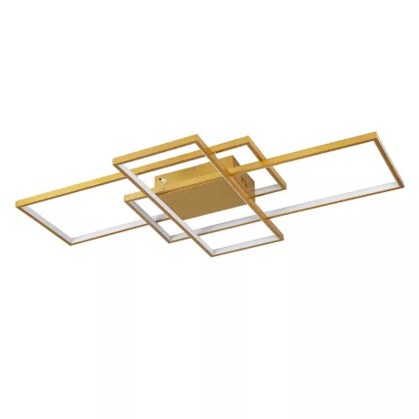 kelvo® QUADRA  Φωτιστικό Οροφής LED 120W 12000lm 120° AC 220-240V IP20 Ρυθμιζόμενο Λευκό CCT με Χειριστήριο από 2700K έως 6000K Dimmable - Lumileds SMD Chip - Σαμπανιζέ Χρυσό Ματ - Μ105 x Π60 x Υ9cm