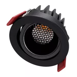 kelvo® LEO  Χωνευτό Κινούμενο Φωτιστικό Downlight Σποτ με Honeycomb Anti-Glare Reflector LED 10W 1250lm 38° AC 220-240V IP20 Θερμό Λευκό 2700K - Bridgelux COB Chip & TÜV SÜD Driver - Μαύρο Ματ - Μ8.5 x Π8.5 x Υ6.6cm / Q7.5cm