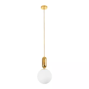 kelvo® ESTETICO  Κρεμαστό Φωτιστικό Οροφής για Λάμπα με Ντουί E27 AC 220-240V IP20 - Χρυσό Βούρτσας Πλατίνα & Λευκό - Μ20 x Π20 x Υ38cm