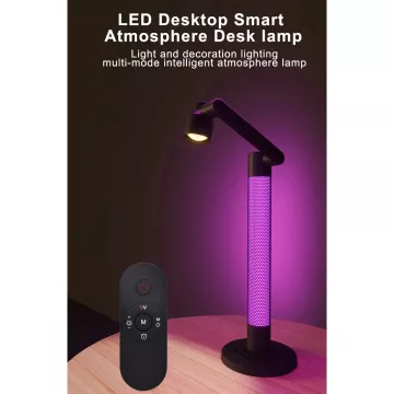 GLOBOSTAR® DESTINY  Επιτραπέζιο Φωτιστικό Πορτατίφ με RF Ασύρματο Χειριστήριο & Λειτουργία μέσω WiFi APP LED 10W 600lm 180° AC 220-240V IP20 Πολύχρωμο RGB Dimmable - Sanan SMD Chip - Μαύρο - Μ14 x Π14 x Υ50cm
