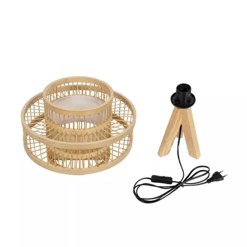 GLOBOSTAR® TULUM  Boho Επιτραπέζιο Φωτιστικό Πορτατίφ με Ντουί 1 x E27 AC 220-240V IP20 - Μπεζ - Μ30 x Π30 x Υ41cm
