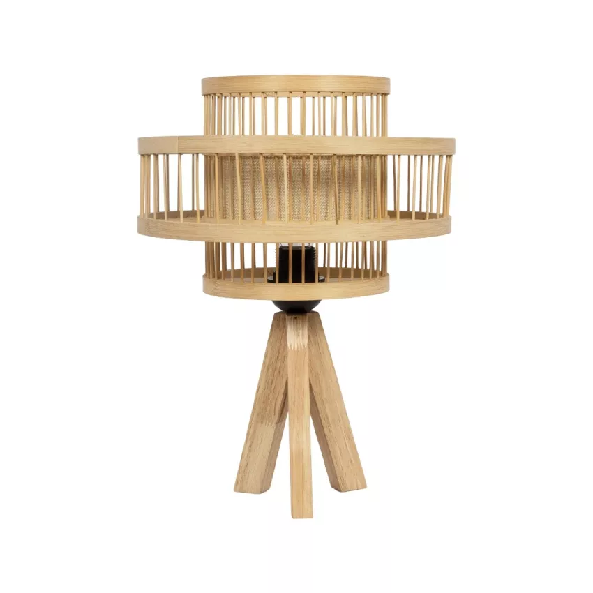 GLOBOSTAR® TULUM  Boho Επιτραπέζιο Φωτιστικό Πορτατίφ με Ντουί 1 x E27 AC 220-240V IP20 - Μπεζ - Μ30 x Π30 x Υ41cm