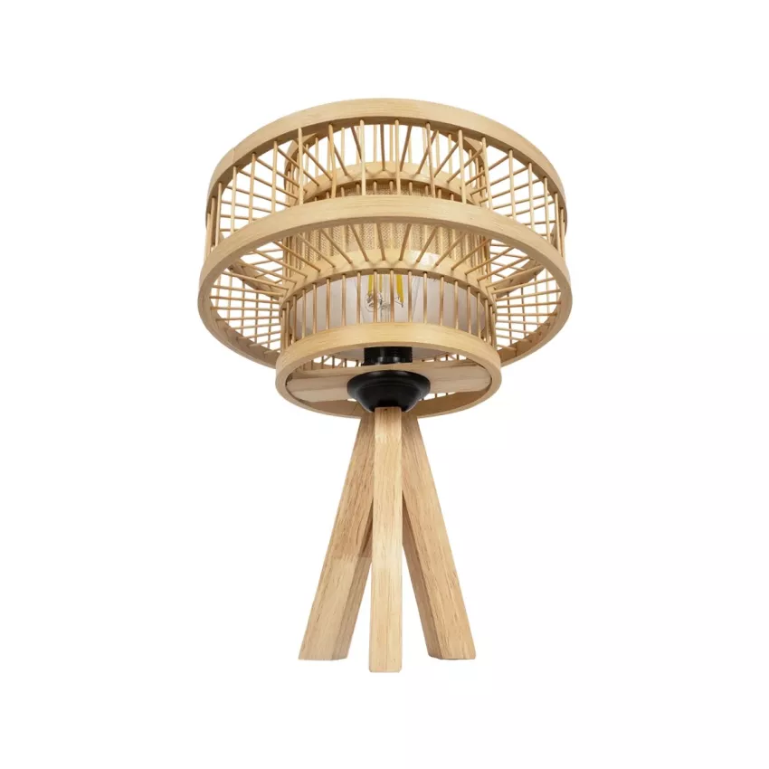 GLOBOSTAR® TULUM  Boho Επιτραπέζιο Φωτιστικό Πορτατίφ με Ντουί 1 x E27 AC 220-240V IP20 - Μπεζ - Μ30 x Π30 x Υ41cm