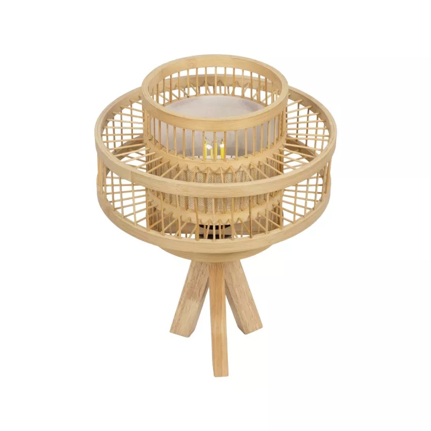 GLOBOSTAR® TULUM  Boho Επιτραπέζιο Φωτιστικό Πορτατίφ με Ντουί 1 x E27 AC 220-240V IP20 - Μπεζ - Μ30 x Π30 x Υ41cm