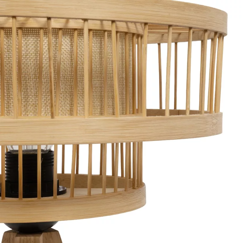 GLOBOSTAR® TULUM  Boho Επιτραπέζιο Φωτιστικό Πορτατίφ με Ντουί 1 x E27 AC 220-240V IP20 - Μπεζ - Μ30 x Π30 x Υ41cm