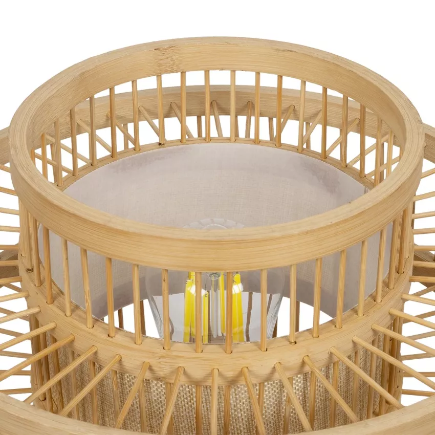 GLOBOSTAR® TULUM  Boho Επιτραπέζιο Φωτιστικό Πορτατίφ με Ντουί 1 x E27 AC 220-240V IP20 - Μπεζ - Μ30 x Π30 x Υ41cm