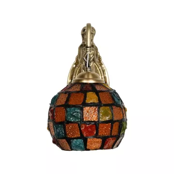 GLOBOSTAR® MERMAID  Vintage Φωτιστικό Τοίχου - Απλίκα με Ντουί 1 x E27 AC 220-240V IP20 - Μπρούτζινο & Πολύχρωμο - Μ17 x Π30 x Υ27cm