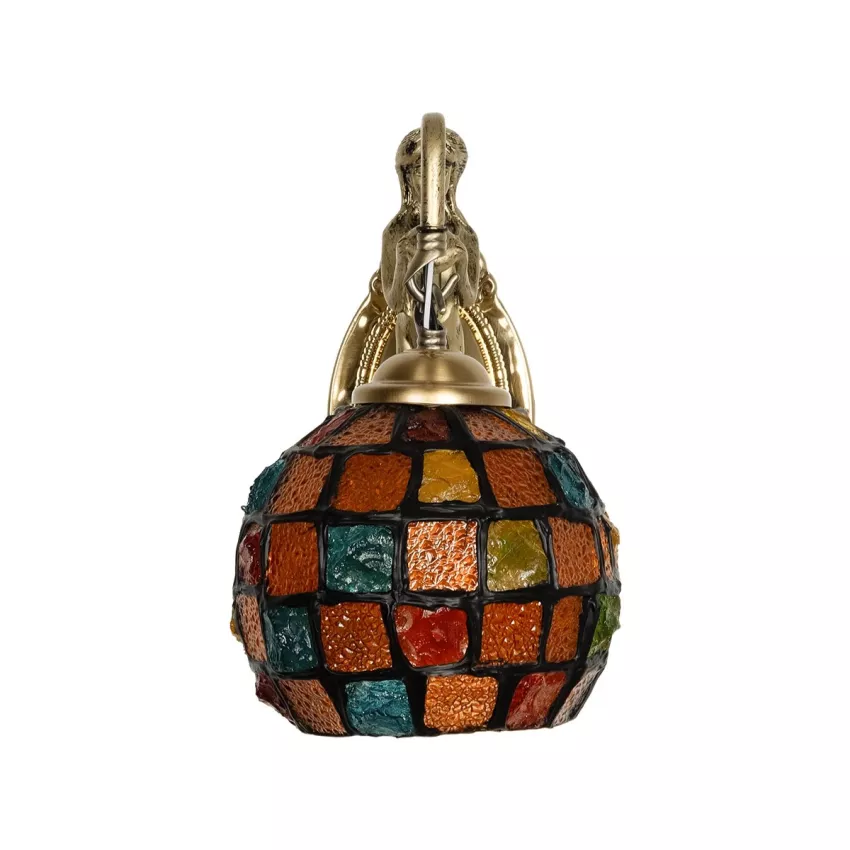 GLOBOSTAR® MERMAID  Vintage Φωτιστικό Τοίχου - Απλίκα με Ντουί 1 x E27 AC 220-240V IP20 - Μπρούτζινο & Πολύχρωμο - Μ17 x Π30 x Υ27cm