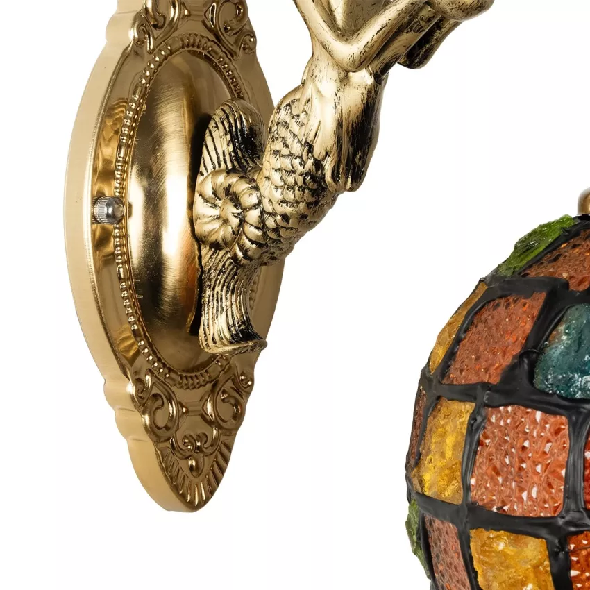 GLOBOSTAR® MERMAID  Vintage Φωτιστικό Τοίχου - Απλίκα με Ντουί 1 x E27 AC 220-240V IP20 - Μπρούτζινο & Πολύχρωμο - Μ17 x Π30 x Υ27cm