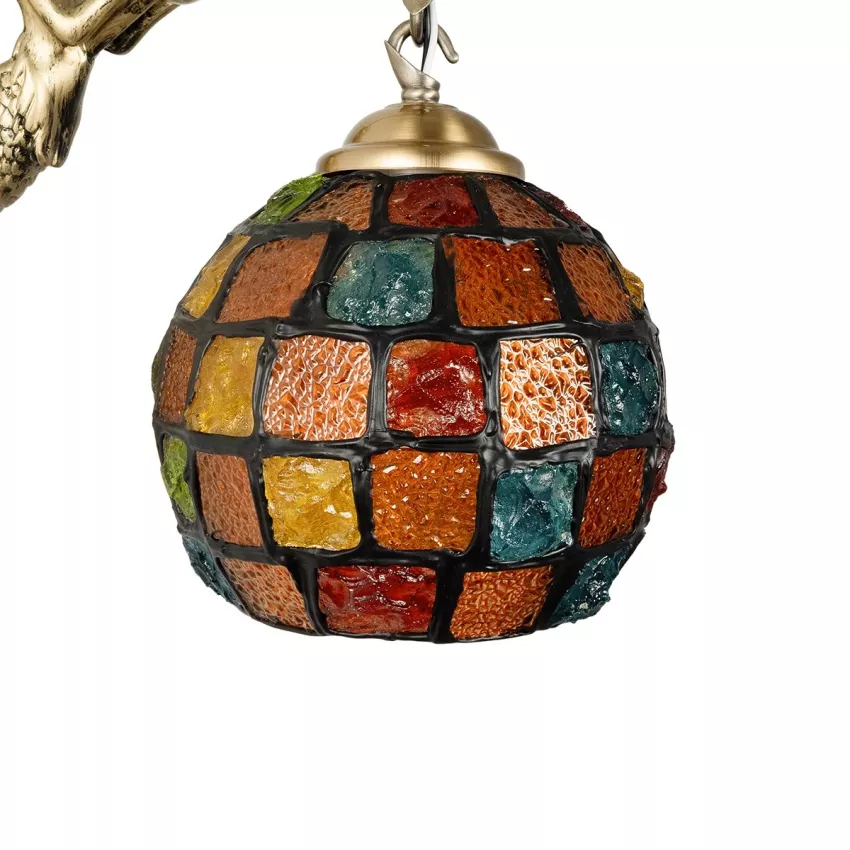 GLOBOSTAR® MERMAID  Vintage Φωτιστικό Τοίχου - Απλίκα με Ντουί 1 x E27 AC 220-240V IP20 - Μπρούτζινο & Πολύχρωμο - Μ17 x Π30 x Υ27cm