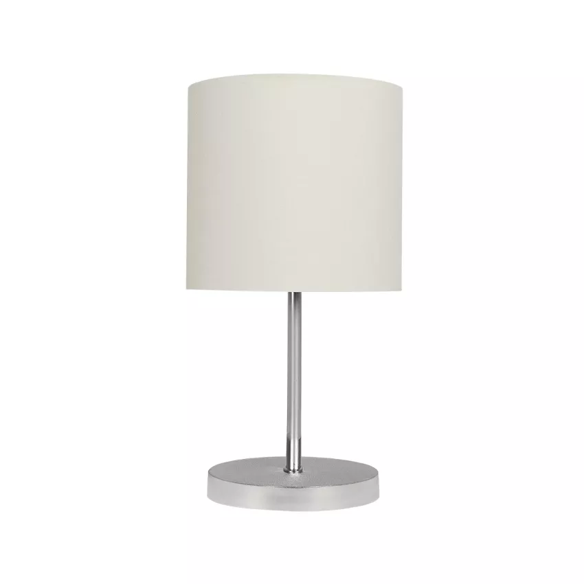 GLOBOSTAR® GLOSSY  Μοντέρνο Επιτραπέζιο Φωτιστικό Πορτατίφ με Ντουί 1 x E27 AC 220-240V IP20 - Ασημί & Μπεζ - Μ15 x Π15 x Υ39cm