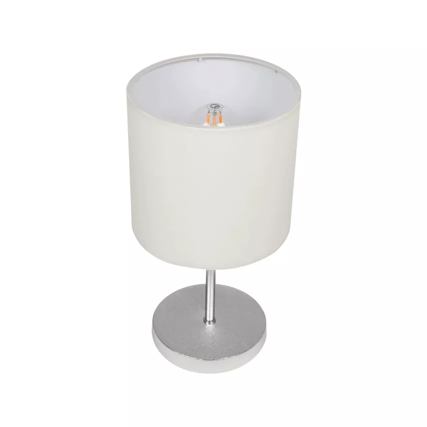 GLOBOSTAR® GLOSSY  Μοντέρνο Επιτραπέζιο Φωτιστικό Πορτατίφ με Ντουί 1 x E27 AC 220-240V IP20 - Ασημί & Μπεζ - Μ15 x Π15 x Υ39cm