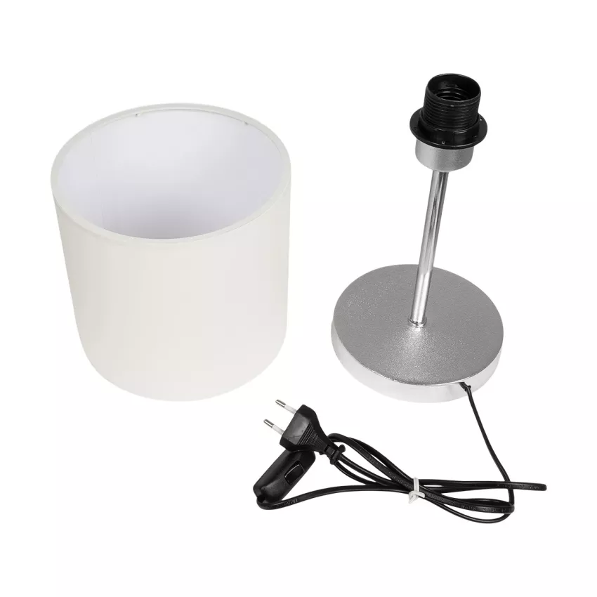 GLOBOSTAR® GLOSSY  Μοντέρνο Επιτραπέζιο Φωτιστικό Πορτατίφ με Ντουί 1 x E27 AC 220-240V IP20 - Ασημί & Μπεζ - Μ15 x Π15 x Υ39cm
