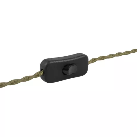 GLOBOSTAR® WHIP  Μοντέρνο DIY Φωτιστικό με Πλεκτό Καλώδιο, Ντουί 1 x E27, Διακόπτη On/Off & Πρίζα AC 220-240V IP20 - Χακί & Μαύρο - Μ150 x Π5.8 x Υ5.8cm