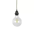 GLOBOSTAR® WHIP  Μοντέρνο DIY Φωτιστικό με Πλεκτό Καλώδιο, Ντουί 1 x E27, Διακόπτη On/Off & Πρίζα AC 220-240V IP20 - Χακί & Μαύρο - Μ150 x Π5.8 x Υ5.8cm