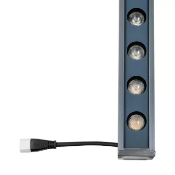 GLOBOSTAR® WASHERMARGO  Μπάρα Φωτισμού Wall Washer LED 24W 2760lm 30° DC 24V Αδιάβροχο IP65 Φυσικό Λευκό 4500K Dimmable - Bridgelux SMD Chip - Γκρι Ανθρακί Ματ - Μ100 x Π4 x Υ5cm
