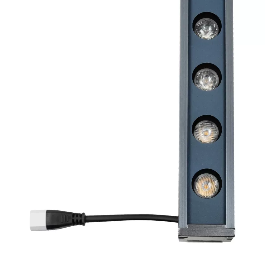 GLOBOSTAR® WASHERMARGO  Μπάρα Φωτισμού Wall Washer LED 24W 2760lm 30° DC 24V Αδιάβροχο IP65 Φυσικό Λευκό 4500K Dimmable - Bridgelux SMD Chip - Γκρι Ανθρακί Ματ - Μ100 x Π4 x Υ5cm
