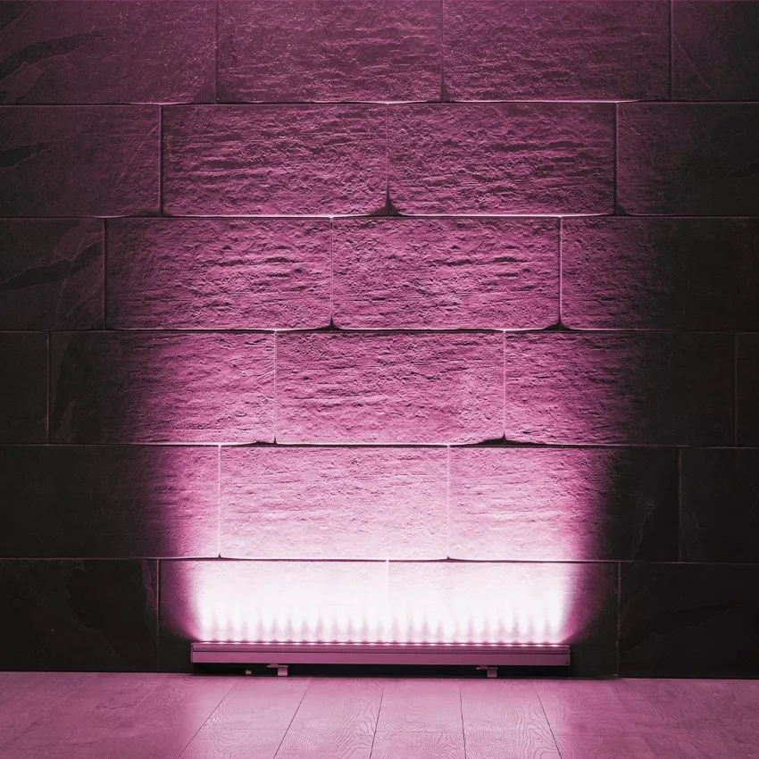 GLOBOSTAR® WASHERMARGO  Μπάρα Φωτισμού Wall Washer LED 24W 2040lm 30° DC 24V Αδιάβροχο IP66 Ροζ Dimmable - Bridgelux SMD Chip - Γκρι Ανθρακί - Μ100 x Π4 x Υ5cm