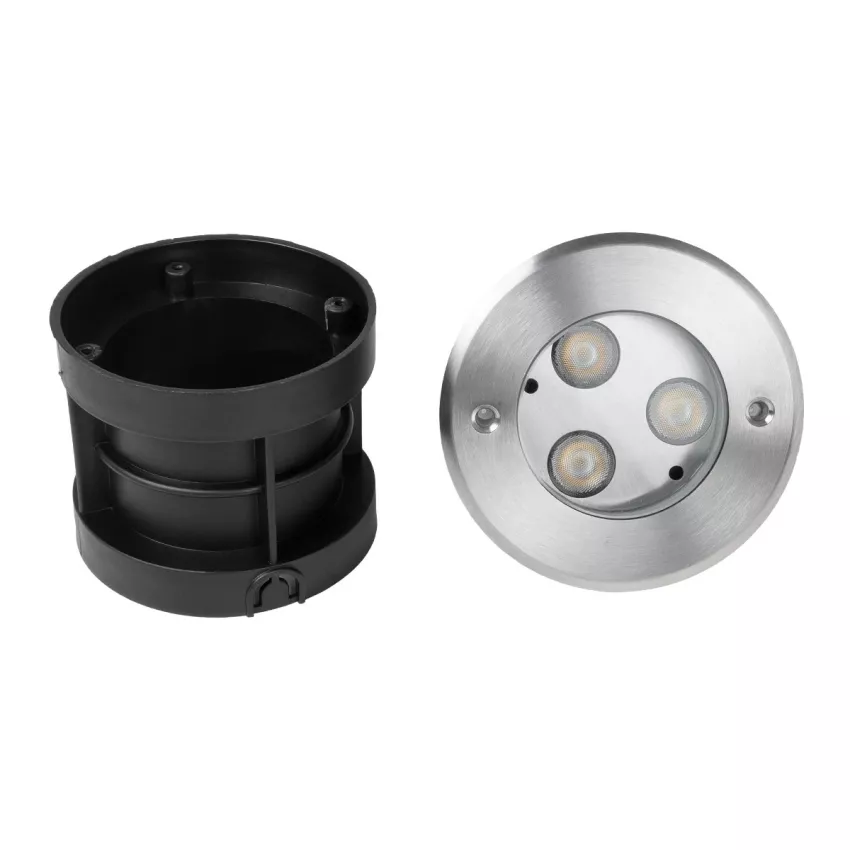 GLOBOSTAR® UNDERWATERHUNI  Υποβρύχιο Χωνευτό Σποτ για Σιντριβάνια/Πισίνες LED 3W 270lm 30° DC 24V Αδιάβροχο IP68 Θερμό Λευκό 2700K Dimmable - Bridgelux SMD Chip - Ανοξείδωτο Ατσάλι SS304 - Μ10 x Π10 x Υ7.5cm / Q9.5cm