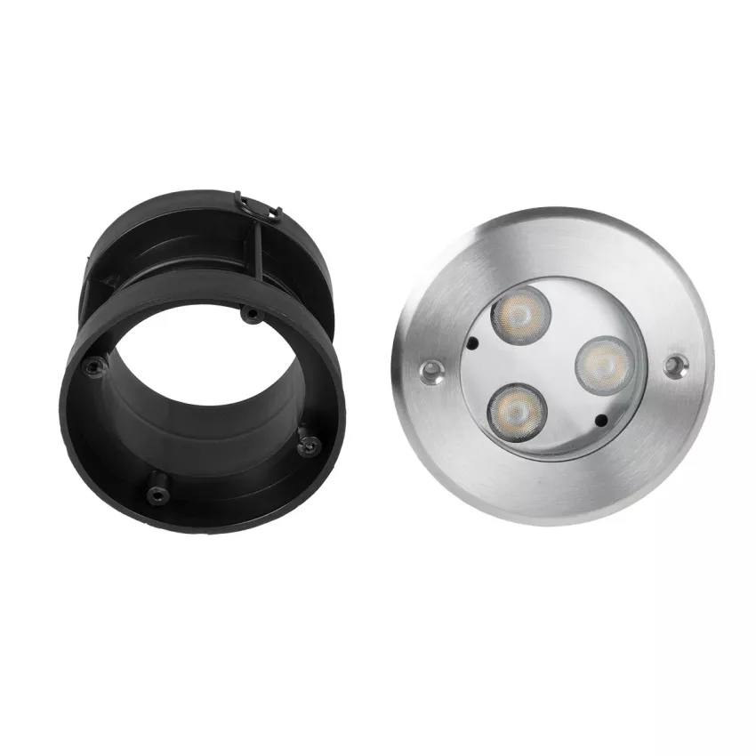 GLOBOSTAR® UNDERWATERHUNI  Υποβρύχιο Χωνευτό Σποτ για Σιντριβάνια/Πισίνες LED 3W 270lm 30° DC 24V Αδιάβροχο IP68 Θερμό Λευκό 2700K Dimmable - Bridgelux SMD Chip - Ανοξείδωτο Ατσάλι SS304 - Μ10 x Π10 x Υ7.5cm / Q9.5cm
