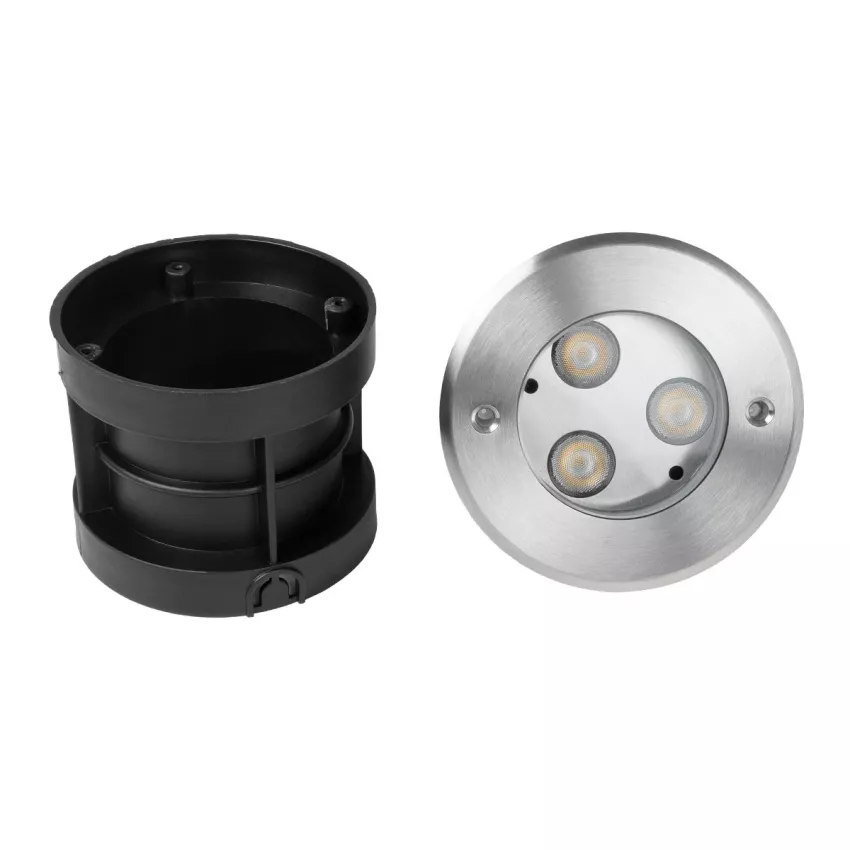 GLOBOSTAR® UNDERWATERHUNI  Υποβρύχιο Χωνευτό Σποτ για Σιντριβάνια/Πισίνες LED 3W 300lm 30° DC 24V Αδιάβροχο IP68 Ψυχρό Λευκό 6000K Dimmable - Bridgelux SMD Chip - Ανοξείδωτο Ατσάλι SS304 - Μ10 x Π10 x Υ7.5cm / Q9.5cm