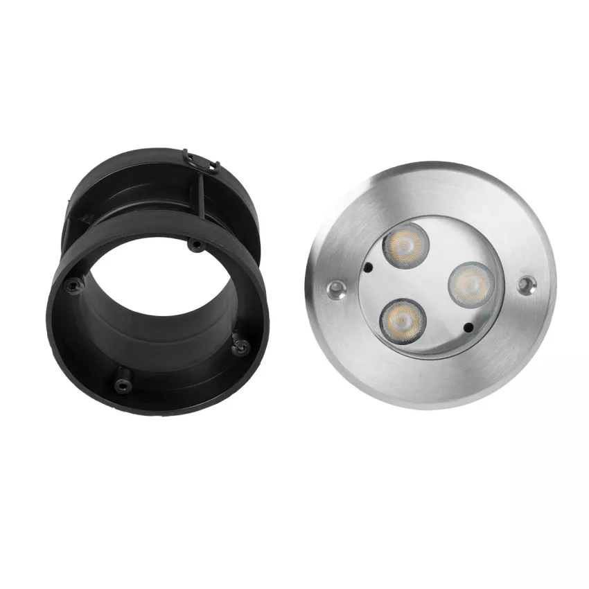GLOBOSTAR® UNDERWATERHUNI  Υποβρύχιο Χωνευτό Σποτ για Σιντριβάνια/Πισίνες LED 3W 300lm 30° DC 24V Αδιάβροχο IP68 Ψυχρό Λευκό 6000K Dimmable - Bridgelux SMD Chip - Ανοξείδωτο Ατσάλι SS304 - Μ10 x Π10 x Υ7.5cm / Q9.5cm