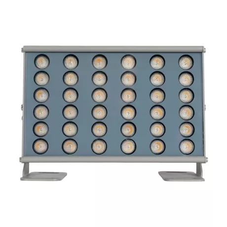GLOBOSTAR® FLOODHENO  Προβολέας Σποτ Wall Washer LED 24W 2040lm 30° AC 220-240V Αδιάβροχο IP67 Ultra Θερμό Λευκό 2200K - Bridgelux SMD Chip - Γκρι - Μ24 x Π11 x 16.5cm