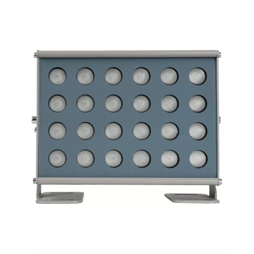 GLOBOSTAR® FLOODHENO  Προβολέας Σποτ Wall Washer LED 36W 2880lm 30° DC 24V Αδιάβροχο IP65 Πολύχρωμο RGB Dimmable DMX512 - Bridgelux SMD Chip - Γκρι - Μ22 x Π11 x Υ16.5cm
