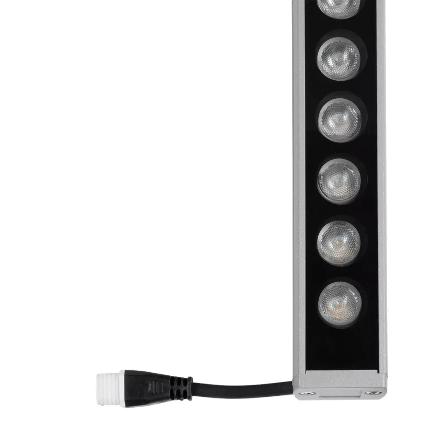 GLOBOSTAR® WASHERPANDA  Μπάρα Φωτισμού Wall Washer LED 36W 4140lm 15° DC 24V Αδιάβροχο IP67 Φυσικό Λευκό 4500K Dimmable - Bridgelux SMD Chip - Γκρι Ανθρακί - Μ100 x Π4 x Υ3cm