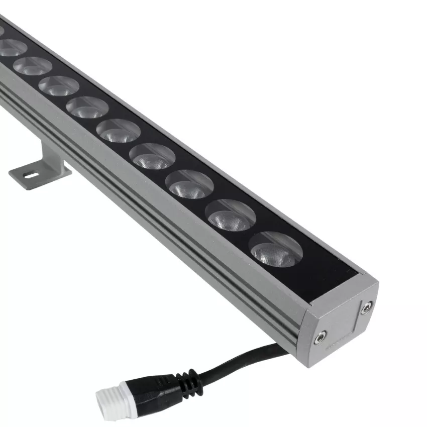 GLOBOSTAR® WASHERPANDA  Μπάρα Φωτισμού Wall Washer LED 36W 4140lm 15° DC 24V Αδιάβροχο IP67 Φυσικό Λευκό 4500K Dimmable - Bridgelux SMD Chip - Γκρι Ανθρακί - Μ100 x Π4 x Υ3cm