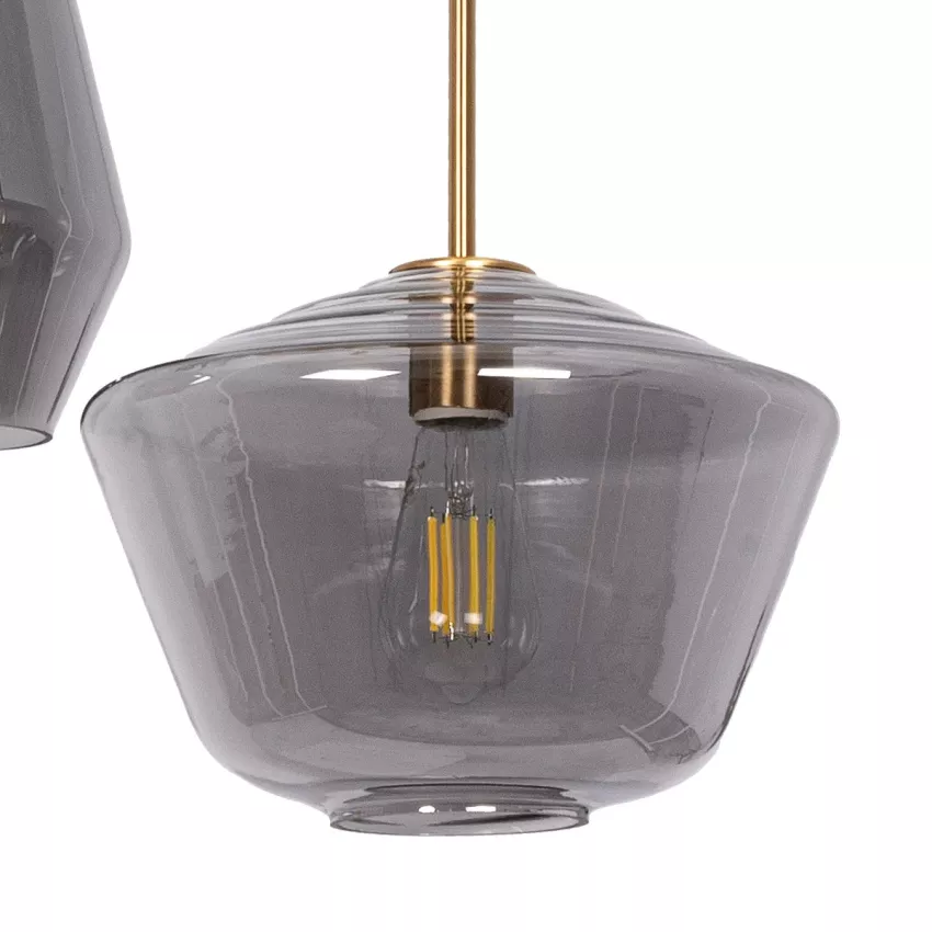 GLOBOSTAR® AMARIS  Μοντέρνο Κρεμαστό Φωτιστικό Οροφής με Ντουί 3 x E27 AC 220-240V IP20 - Χρυσό & Ασημί - Μ50 x Π50 x Y30cm