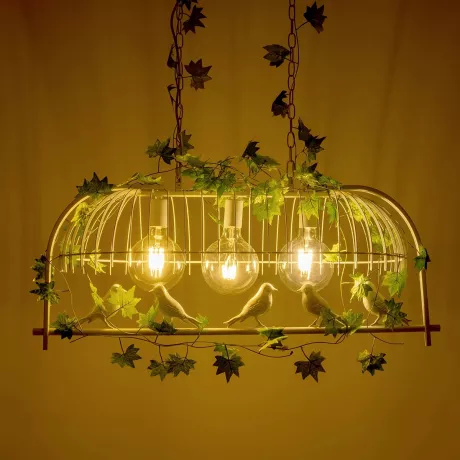 NEST  Vintage Κρεμαστό Φωτιστικό Φιγούρα Τρίφωτο 3 x E27 IP20 Λευκό Μέταλλο με Πράσινο Πλαστικό - Μ85.5 x Π37.5 x Y38cm