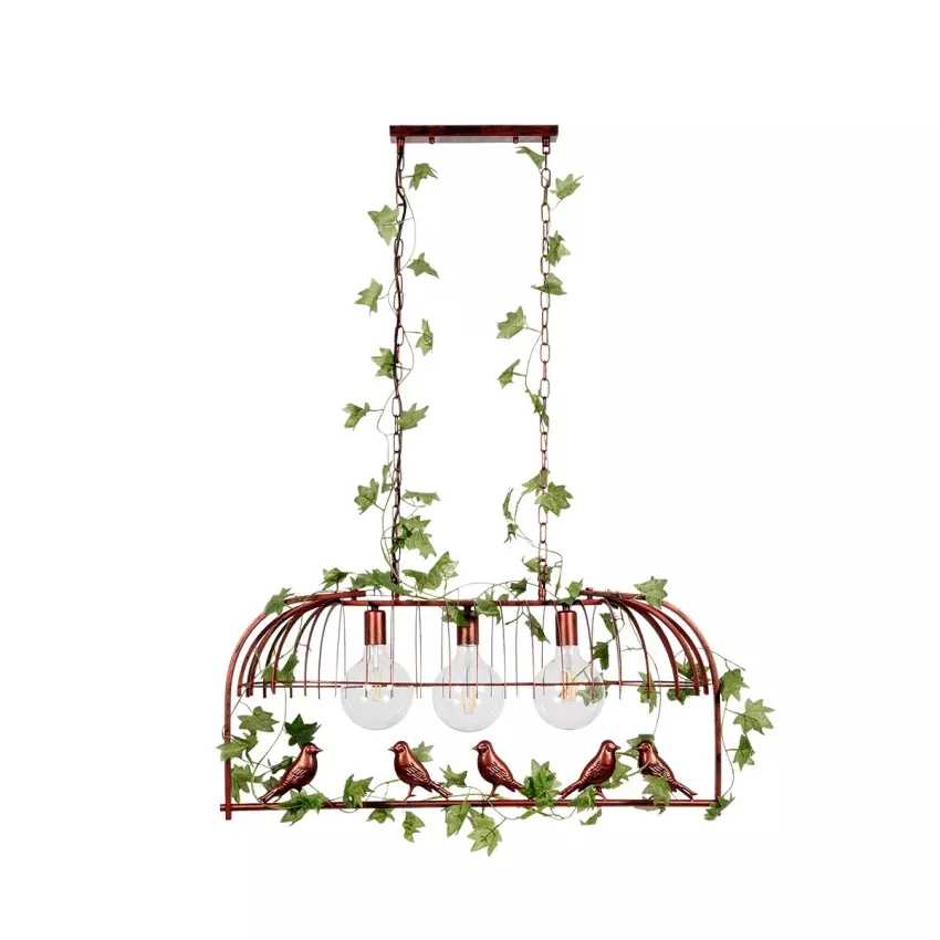 NEST  Vintage Κρεμαστό Φωτιστικό Φιγούρα Τρίφωτο 3 x E27 IP20 Χάλκινο Μέταλλο με Πράσινο Πλαστικό - Μ85.5 x Π37.5 x Y38cm