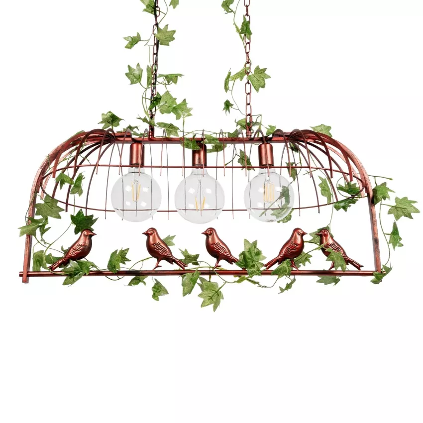 NEST  Vintage Κρεμαστό Φωτιστικό Φιγούρα Τρίφωτο 3 x E27 IP20 Χάλκινο Μέταλλο με Πράσινο Πλαστικό - Μ85.5 x Π37.5 x Y38cm