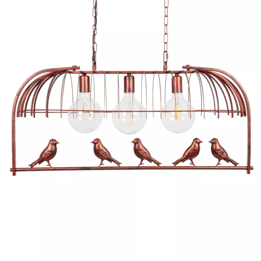 NEST  Vintage Κρεμαστό Φωτιστικό Φιγούρα Τρίφωτο 3 x E27 IP20 Χάλκινο Μέταλλο με Πράσινο Πλαστικό - Μ85.5 x Π37.5 x Y38cm