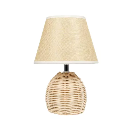 GLOBOSTAR® HASUMI  Boho Επιτραπέζιο Φωτιστικό Πορτατίφ με Ντουί 1 x E27 AC 220-240V IP20 - Μπεζ & Λευκό - Μ19 x Π19 x Υ30cm