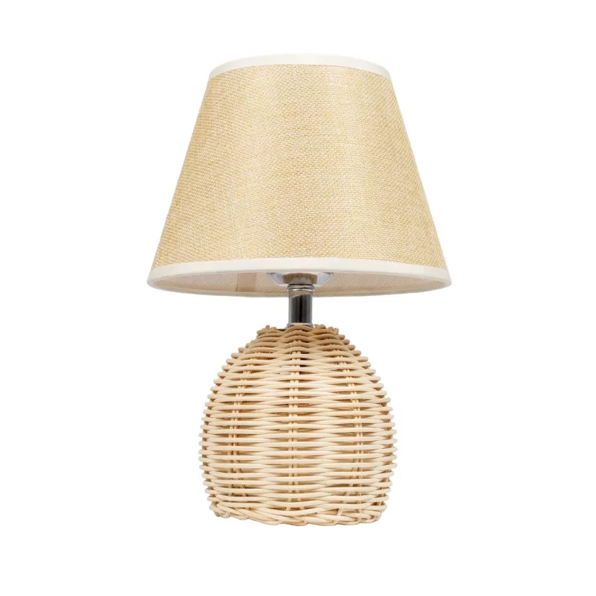 GLOBOSTAR® HASUMI  Boho Επιτραπέζιο Φωτιστικό Πορτατίφ με Ντουί 1 x E27 AC 220-240V IP20 - Μπεζ & Λευκό - Μ19 x Π19 x Υ30cm