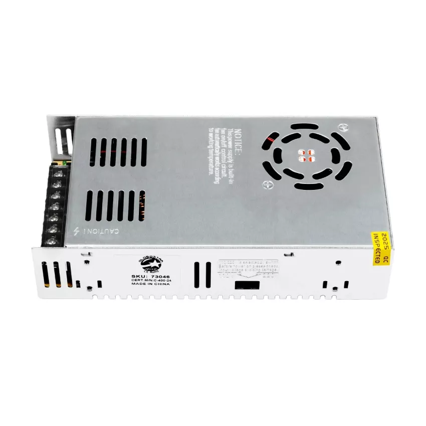 GLOBOSTAR® LUMIVOLT  Τροφοδοτικό/Μετασχηματιστής PELV 400W 16.6A DC 24V IP20 - AC 220-240V σε DC 24V / Ρυθμιζόμενo από DC 22.5V έως DC 25.5V - Μ20 x Π10 x Υ5cm