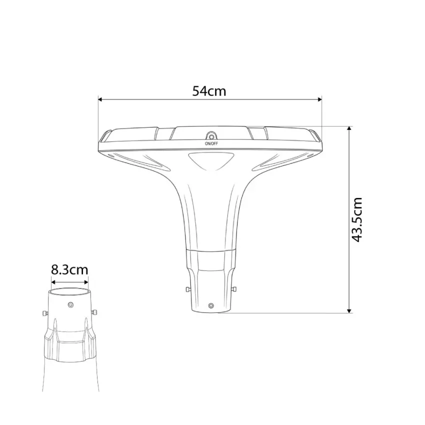 Globostar® SQUARE  Φωτιστικό Κεφαλής Post Top Πλατείας/Πάρκου/Κήπου LED 25W 1000lm με Ανιχνευτή Κίνησης και Αισθητήρα Νυχτός IP65 Ψυχρό Λευκό 6000K
