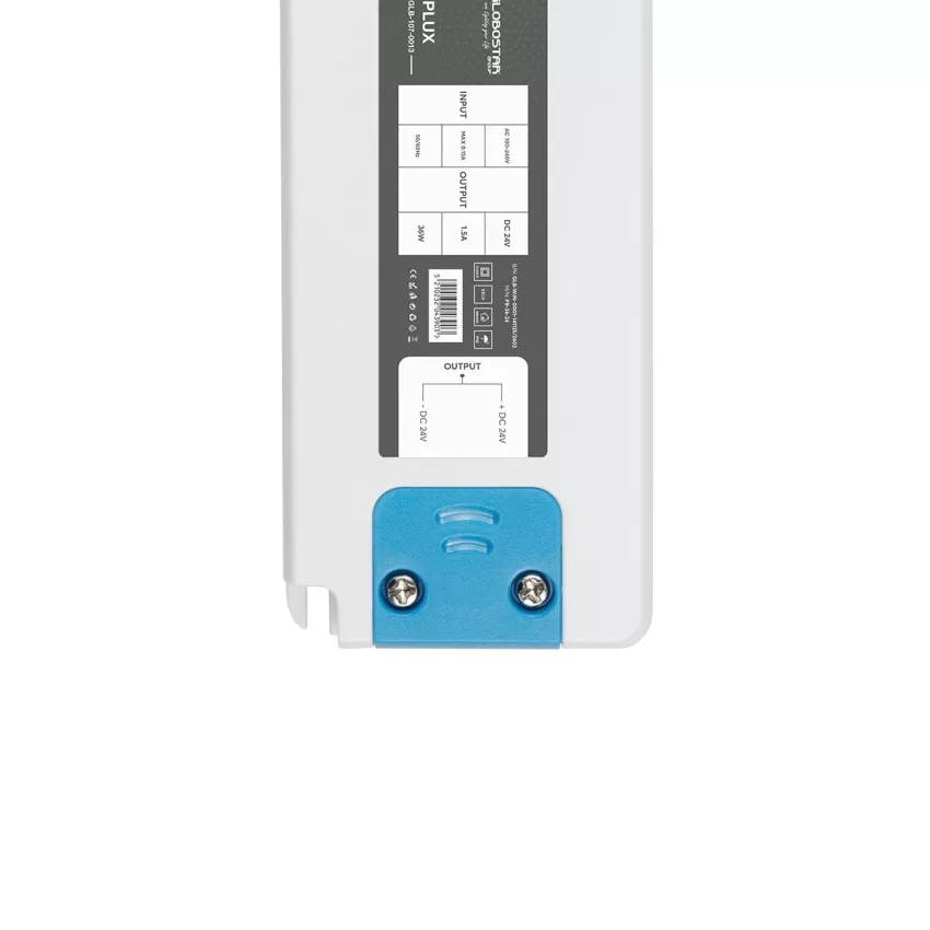 GLOBOSTAR® PLUX  Τροφοδοτικό/Μετασχηματιστής Class II SELV 36W 1.5A AC 220-240V σε DC 24V IP20 - Λευκό Ματ - Μ12.8 x Π5 x Υ1.5cm