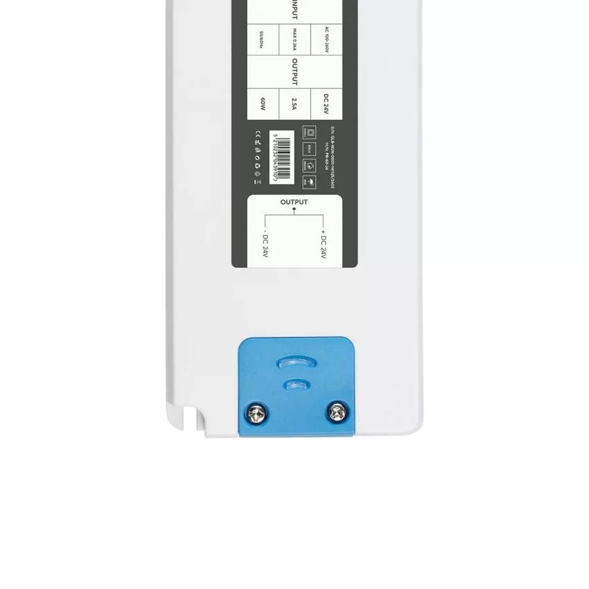 GLOBOSTAR® PLUX  Τροφοδοτικό/Μετασχηματιστής Class II SELV 60W 2.5A AC 220-240V σε DC 24V IP20 - Λευκό Ματ - Μ18.5 x Π6.4 x Υ2.2cm